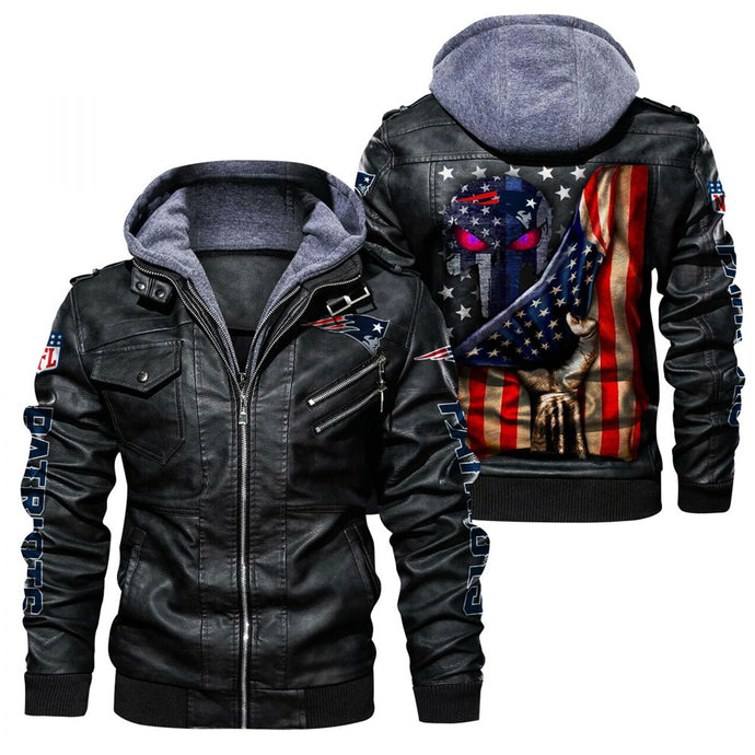 New England Patriots American Flag 3D Leather Jacket