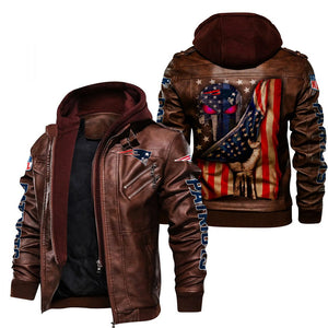 New England Patriots American Flag 3D Leather Jacket