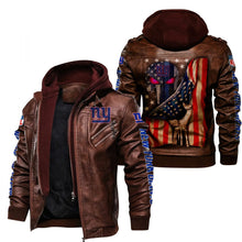 Load image into Gallery viewer, New York Giants American Flag 3D Leather Jacket