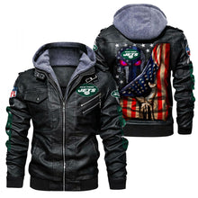 Load image into Gallery viewer, New York Jets Flag 3D Leather Jacket