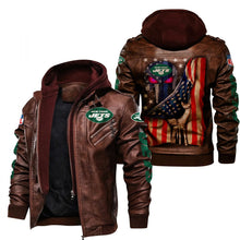 Load image into Gallery viewer, New York Jets Flag 3D Leather Jacket