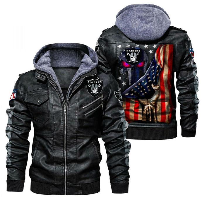 Las Vegas Raiders American Flag 3D Leather Jacket