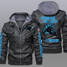 Load image into Gallery viewer, Carolina Panthers Leather Jacket