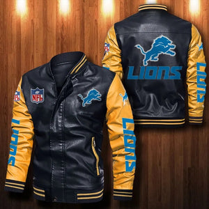 Detroit Lions Casual Leather Jacket