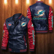 Load image into Gallery viewer, Miami Dolphins Casual Leather Jacket