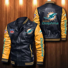 Load image into Gallery viewer, Miami Dolphins Casual Leather Jacket