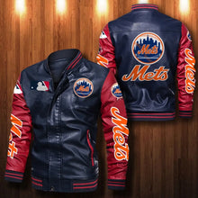 Load image into Gallery viewer, New York Mets Casual Leather Jacket