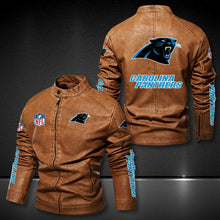 Load image into Gallery viewer, Carolina Panthers Casual Leather Jacket