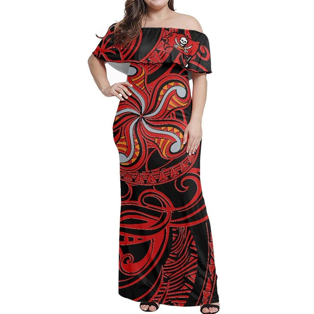 Tampa Bay Buccaneers Women Elegant Aloha Maxi Dress