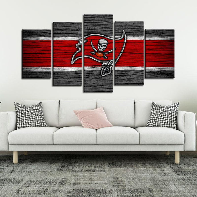 Tampa Bay Buccaneers Wooden Look 5 Pieces Painting Canvas