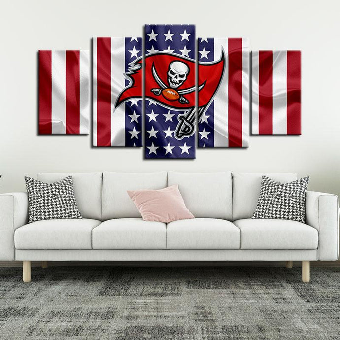 Tampa Bay Buccaneers American Flag Look 5 Pieces Painting Canvas