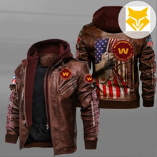 Load image into Gallery viewer, Washington Commanders American Flag Leather Jacket