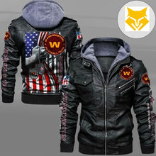 Load image into Gallery viewer, Washington Commanders American Flag Leather Jacket