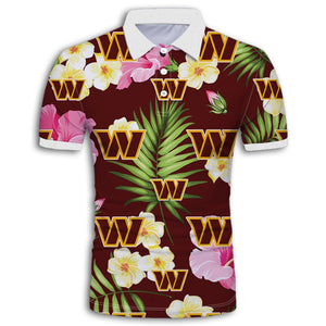 Washington Commanders Summer Floral Polo Shirt