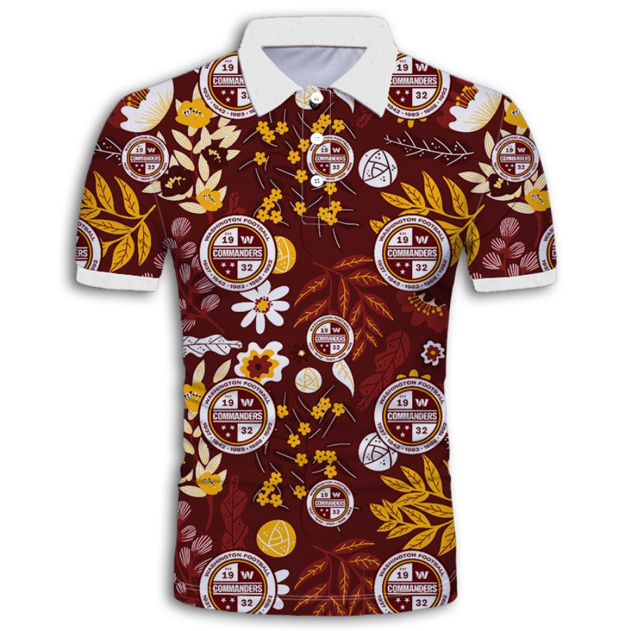 Washington Commanders Aloha Hawaiian Polo Shirt