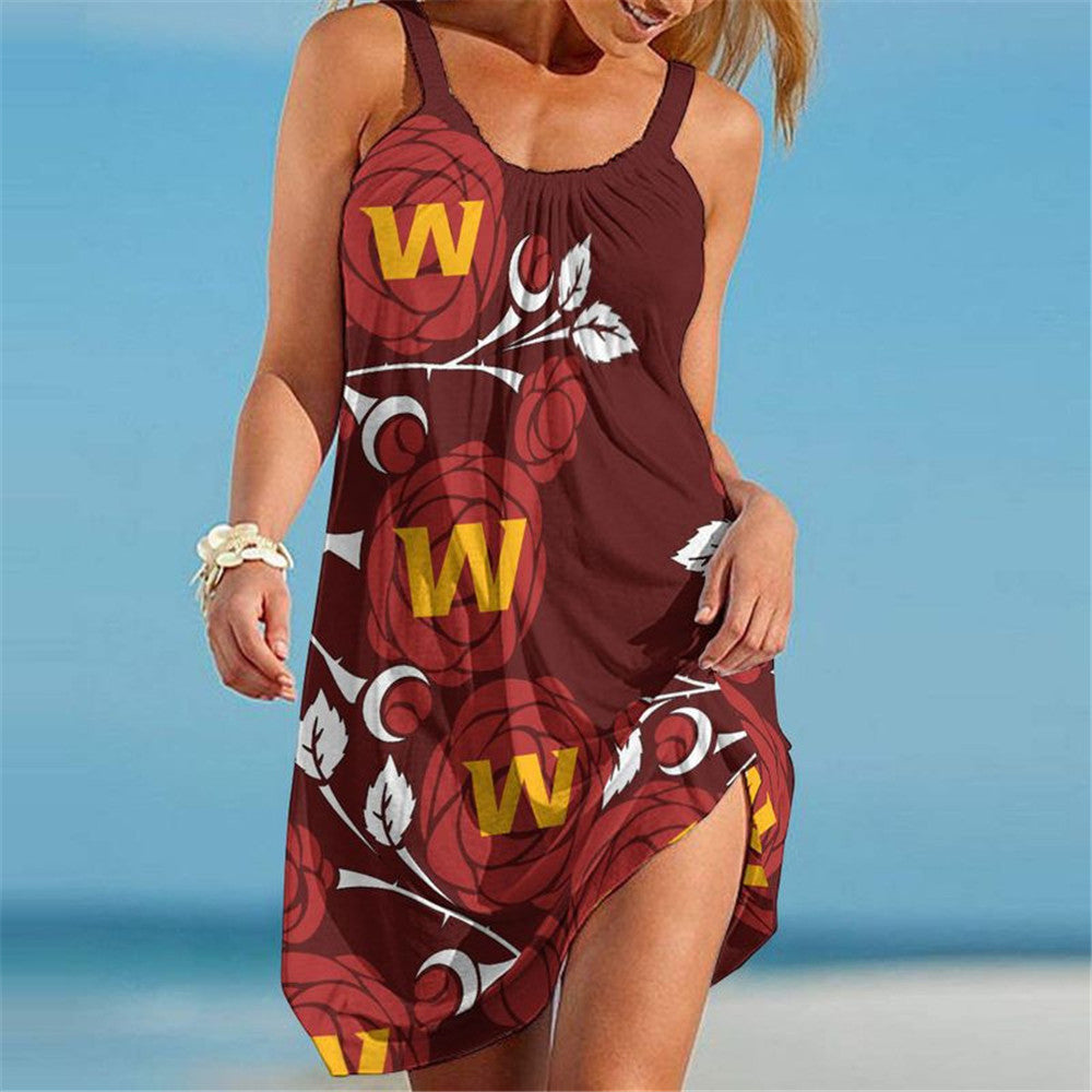 Washington Commanders Women Floral Beach Dress