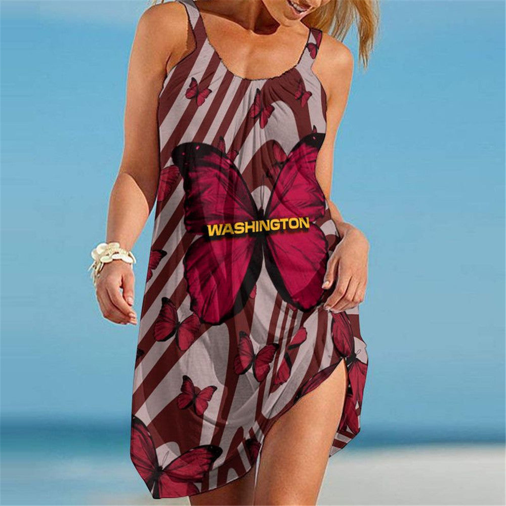 Washington Commanders Women Butterfly Beach Dress