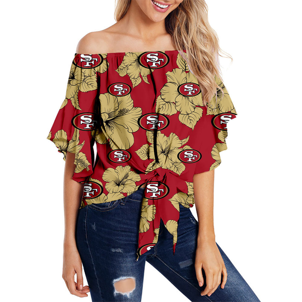 San Francisco 49ers Women Tropical Floral Strapless Shirt