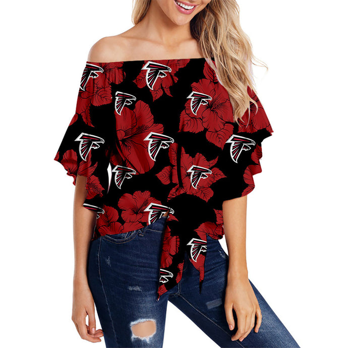 Atlanta Falcons Women Tropical Floral Strapless Shirt