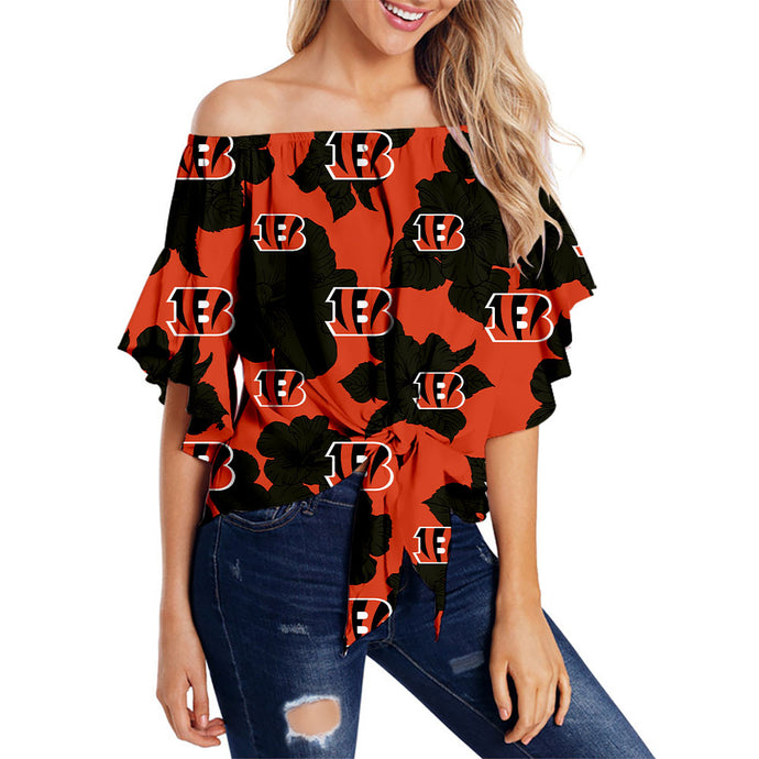 Cincinnati Bengals Women Tropical Floral Strapless Shirt