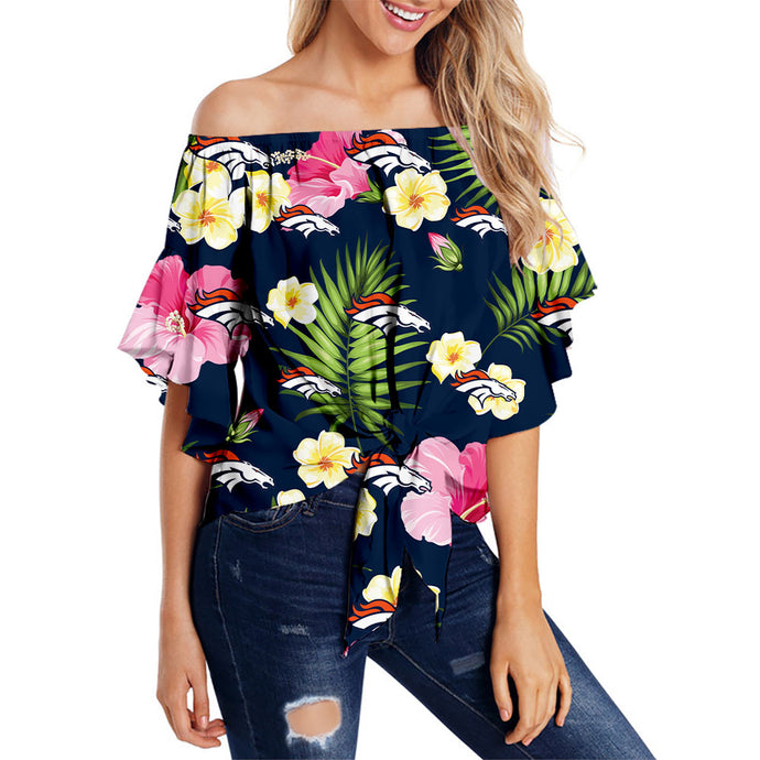 Denver Broncos Women Summer Floral Strapless Shirt