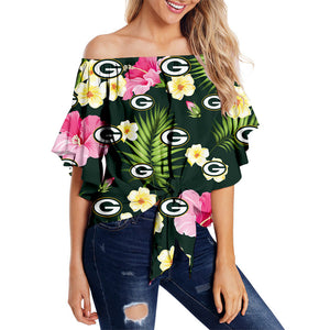 Green Bay Packers Women Summer Floral Strapless Shirt