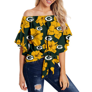 Green Bay Packers Women Tropical Floral Strapless Shirt