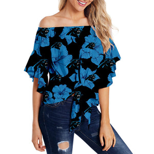 Carolina Panthers Women Tropical Floral Strapless Shirt