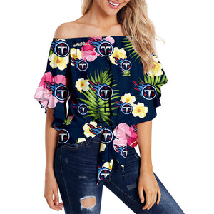Tennessee Titans Women Summer Floral Strapless Shirt