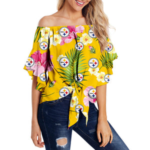 Pittsburgh Steelers Women Summer Floral Strapless Shirt