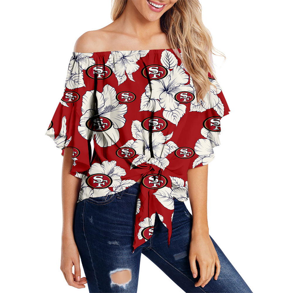 San Francisco 49ers Women Tropical Floral Strapless Shirt