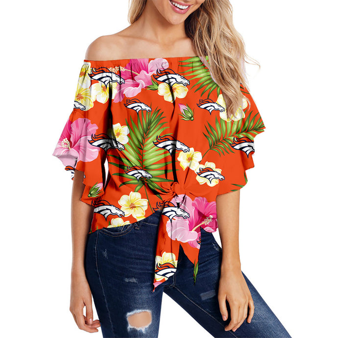 Denver Broncos Women Summer Floral Strapless Shirt