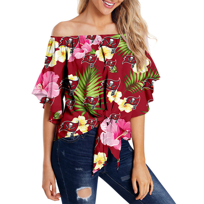 Tampa Bay Buccaneers Women Summer Floral Strapless Shirt