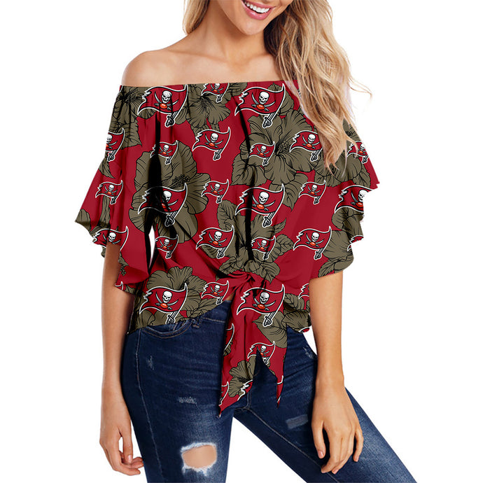 Tampa Bay Buccaneers Women Tropical Floral Strapless Shirt