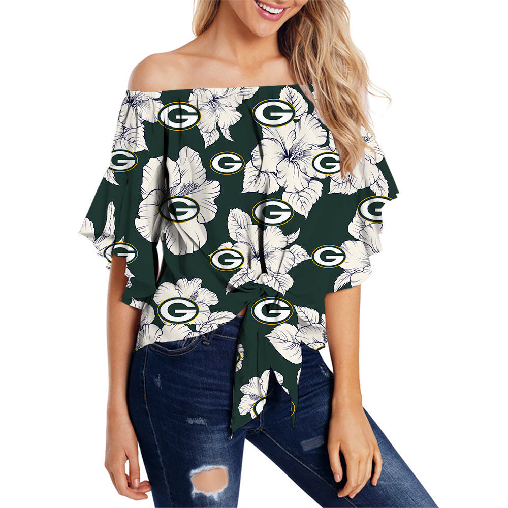 Green Bay Packers Women Tropical Floral Strapless Shirt