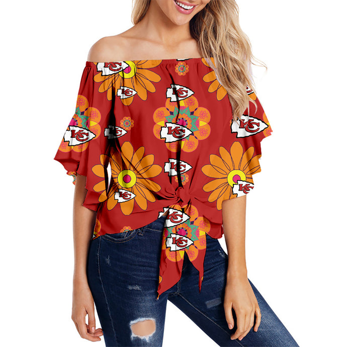 Kansas City Chiefs Women Summer Floral Strapless Shirt