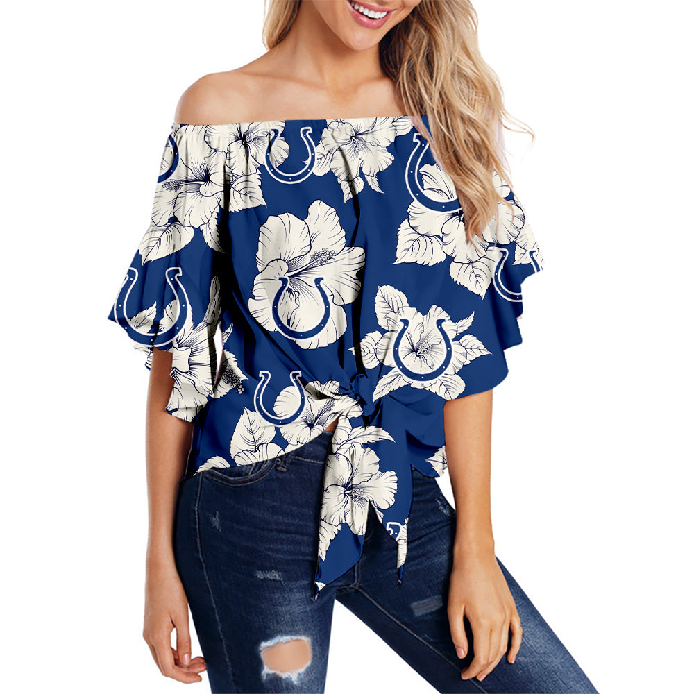Indianapolis Colts Women Tropical Floral Strapless Shirt