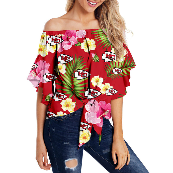 Kansas City Chiefs Women Summer Floral Strapless Shirt