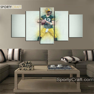 Aaron Rodgers Green Bay Packers Sketch Wall Canvas
