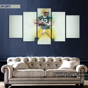 Aaron Rodgers Green Bay Packers Sketch Wall Canvas