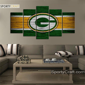 Green Bay Packers Wooden Look Wall Canvas 1