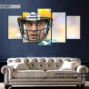 Aaron Rodgers Looks Green Bay Packers Wall Canvas