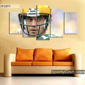 Aaron Rodgers Looks Green Bay Packers Wall Canvas