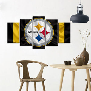 Pittsburgh Steelers Fabric Flag Look 5 Pieces Painting Canvas