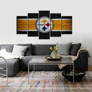 Pittsburgh Steelers Wooden Look 5 Pieces Painting Canvas