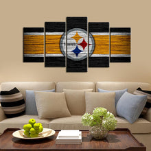 Load image into Gallery viewer, Pittsburgh Steelers Wooden Look 5 Pieces Painting Canvas