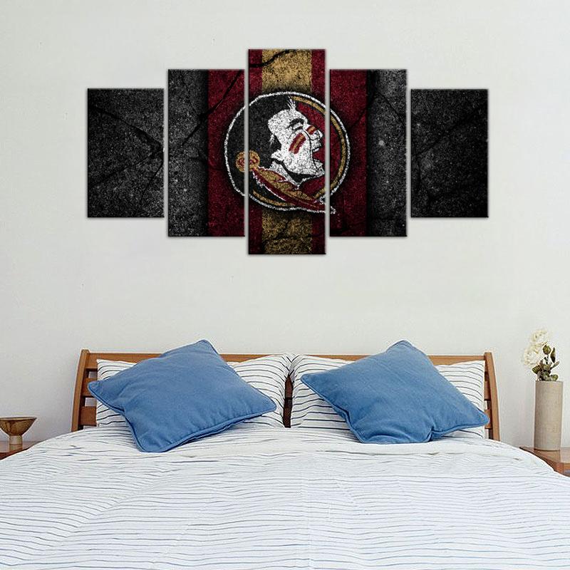 Florida State Seminoles Football Rock Style 5 Pieces Painting Canvas