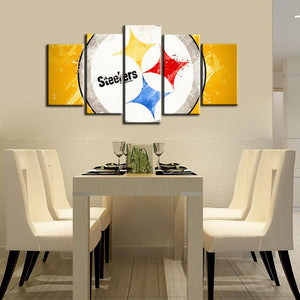 Pittsburgh Steelers Paint Splash Look 5 Pieces Painting Canvas