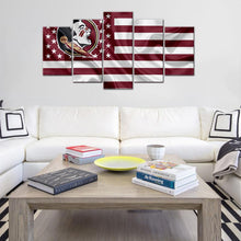 Load image into Gallery viewer, Florida State Seminoles Football American Flag 5 Pieces Painting Canvas