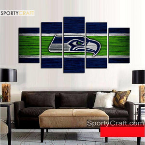 Seattle Sea Hawks Wooden Style 5 Pieces Canvas Canvas 2